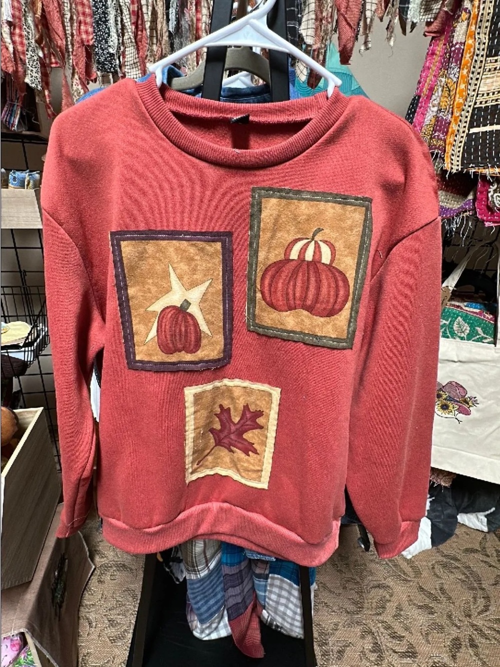 Fun Fall Upcycled Crewneck Sweatshirt
